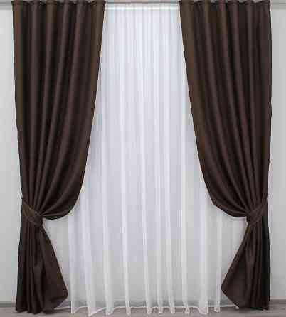 Шторна тканина льн-блекаут висота 2,8м колір венге 1180ш Київ