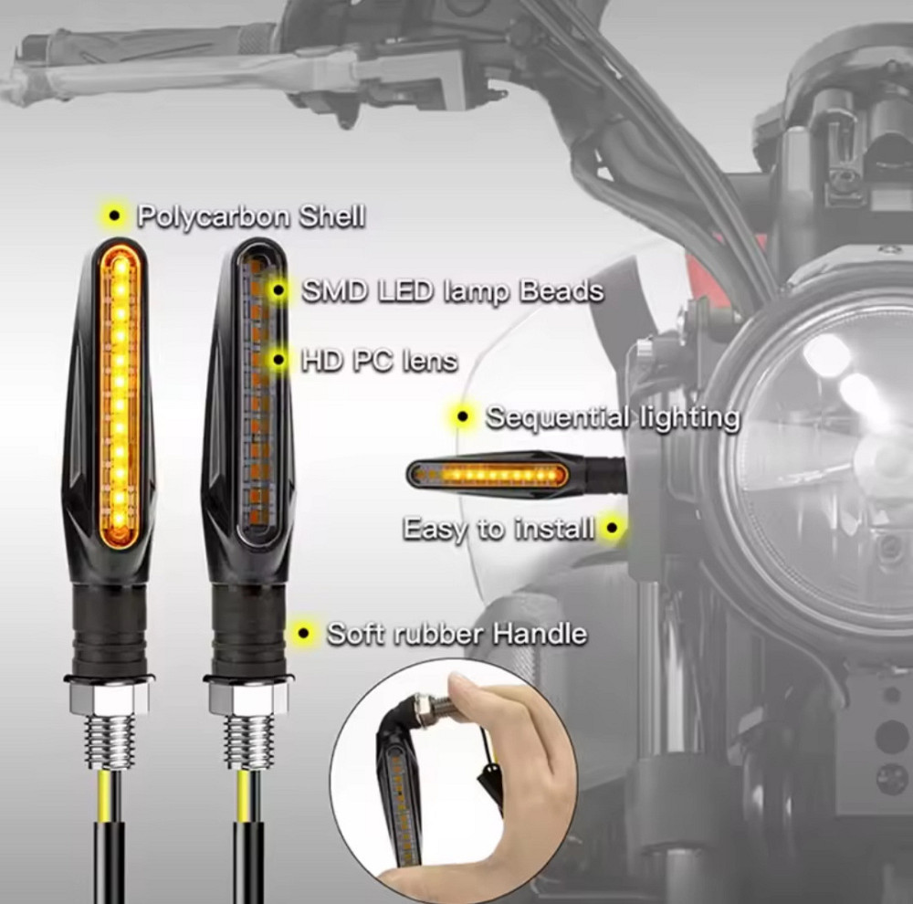 Универсальные светодиодные поворотники 2 шт для мотоцикла 11 см 12 v черный Киев - изображение 5