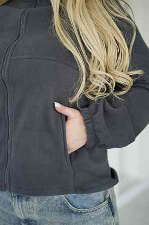 Флісова жіноча кофта на блискавці "Jacket" | Батал Графіт, 54-56 Київ