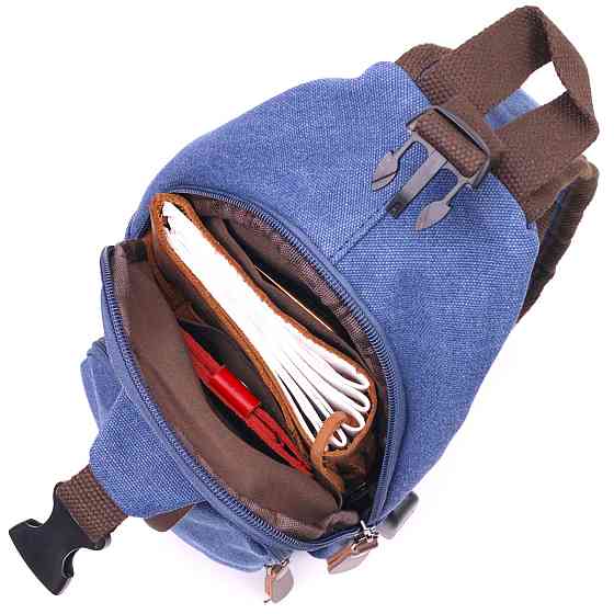 Сумка с USB кабелем через плечо из плотного текстиля 21224 Vintage Синяя Киев