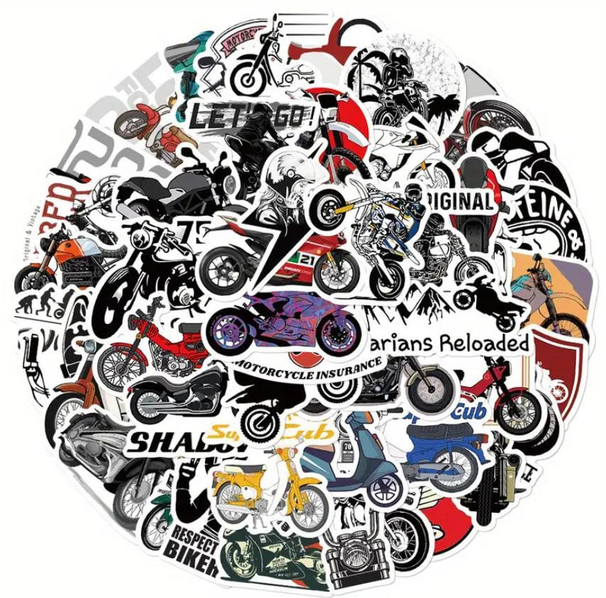 Набір з 50 ретро наліпок з мотоциклами – вінтажні стікери для скрапбукінгу, декору телефону, ноутбук Київ - фото 5