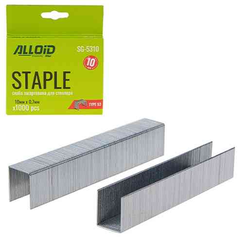 Скоба загартована для будівельного степлера 10мм х 0,7 мм, тип 53 (1000 шт.) Alloid SG-5310 Винница