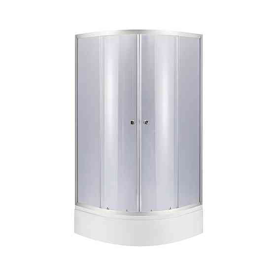 Lidz Latwa SC80x80.SAT.MID.GR Душевая кабина полукруглая, стекло тон. 4 мм + Lidz Душевой поддон KAPIELKA ST80x80x26, с панелью Киев