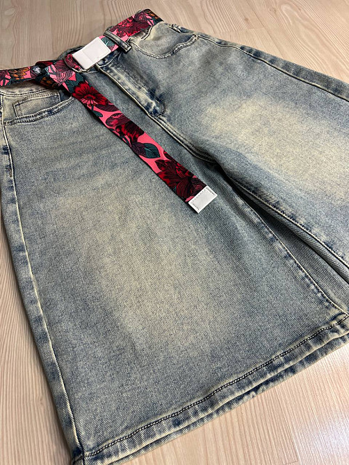 Шорти жіночі джинсові Liana 4-012 бермуди середня довжина з ременем блакитні, блакитний, 30, 30, 81 см, 113 см Київ - фото 3