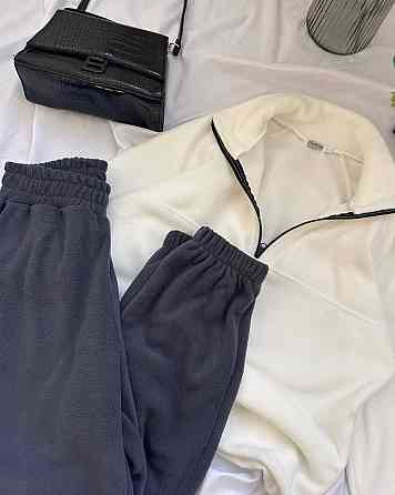 Женский теплый оверсайз костюм двойка: кофта и брюки из двухстороннего флиса Графит, 42/46 Одесса