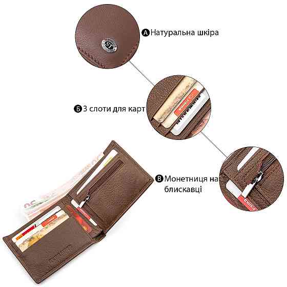 Чоловічий гаманець НОВИНКА Коричневий (ST Leather) Київ