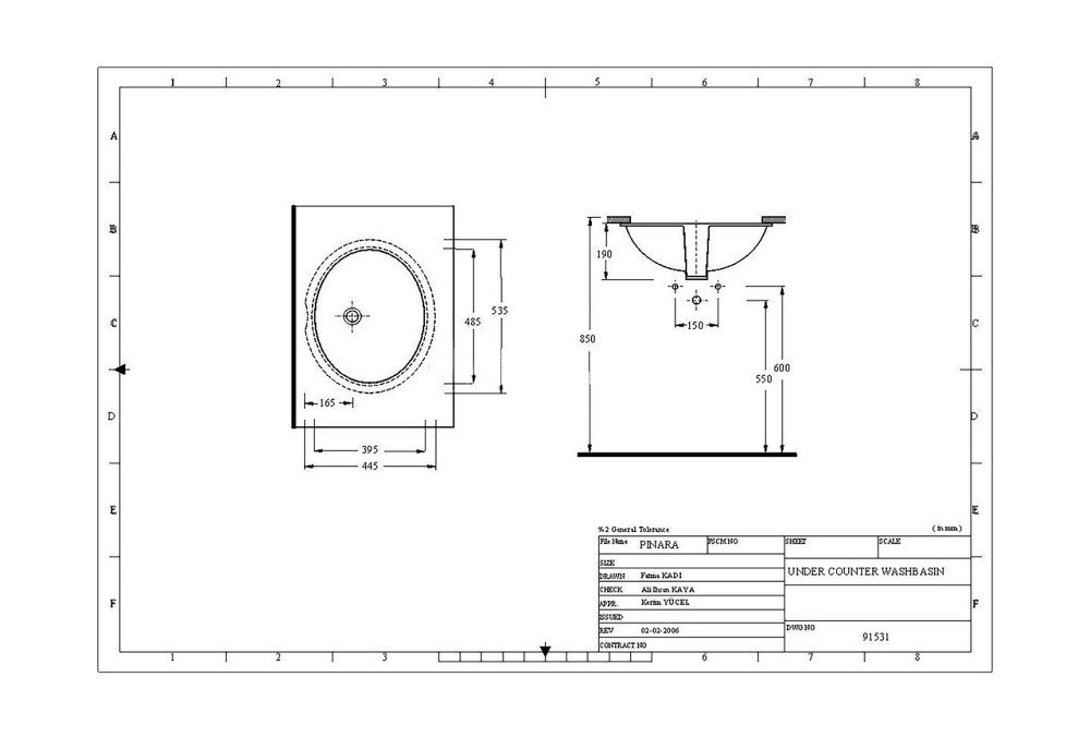 Врізна раковина під стільницю EGE Vitrifiye Pinara 190x445x535мм (91531) Білий Вінниця - фото 2