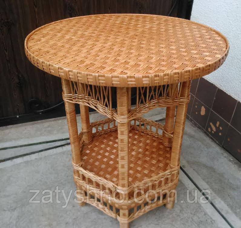 Плетений круглий стіл з полицею Київ - фото 2