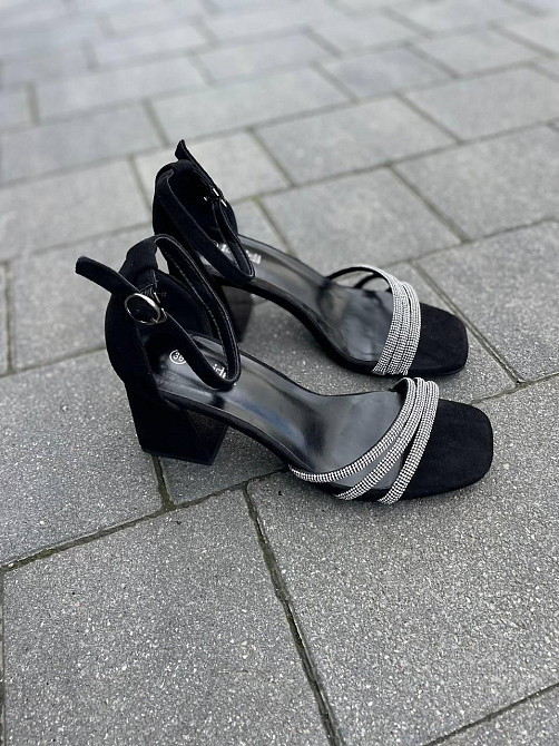 Meideli Стильні чорні босоніжки літні на підборах молодіжні зі штучної замші MEIDELI H008H-6 р. Киев - изображение 9