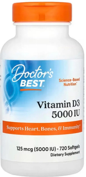 Вітамін D3 (холекальциферол) Doctor's Best Vitamin D3125 мкг (5000 МО) 720 капсул Київ - фото 1