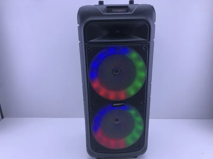 Портативна Bluetooth колонка ZQS-8211 з колесами та ручкою, LED, FM, USB, TF, TWS, бездротовим мікрофоном Одеса - фото 7