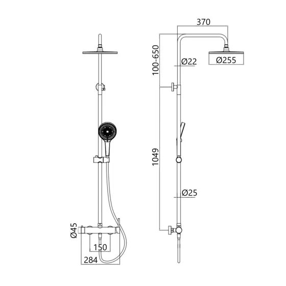 Душова система універсальна Qtap Sloup на два споживачі QT57103OC Chrome Київ
