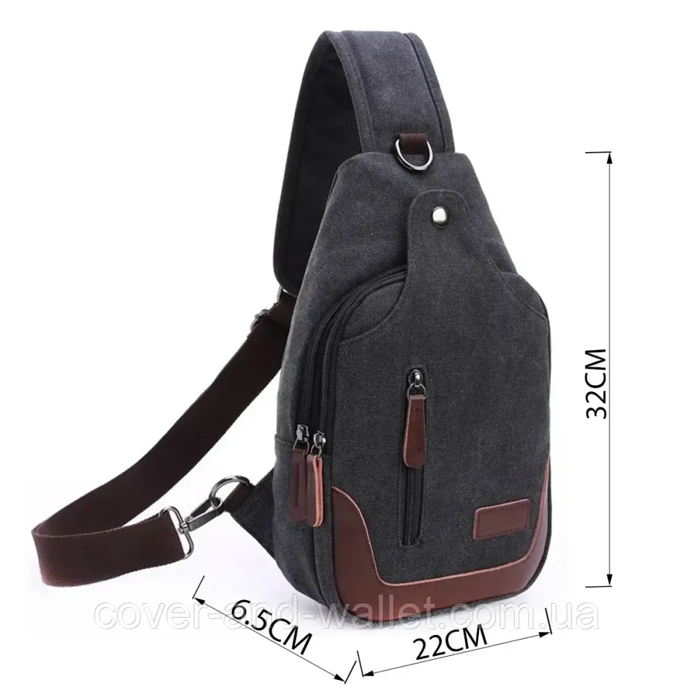 Удобная мужская сумка слинг через плечо из качесвенного текстиля Puos Киев - изображение 3