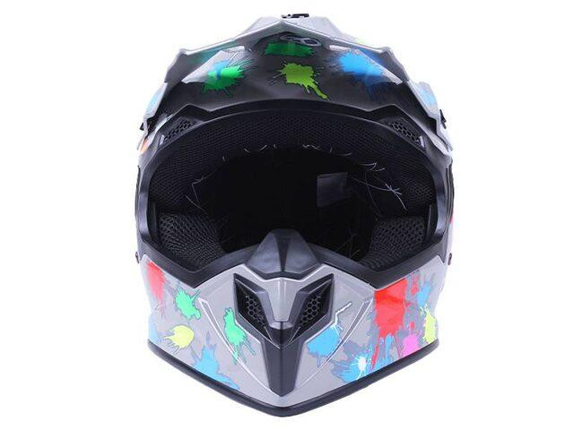 Шолом мотоциклетний кросовий MD-911 (сірий із кольоровою графікою, size XS) Мукачево - фото 4