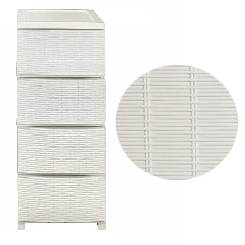 Комод пластиковий "Ротанг" 4 яруси 86*43*34см, R-Plastic, білий Одеса - фото 3