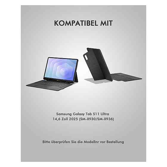 Чохол з клавіатурою Doohoeek для Samsung Galaxy Tab S11 Ultra 14.6 QWERTZ Bluetooth LCD дисплей RGB трекпад Київ