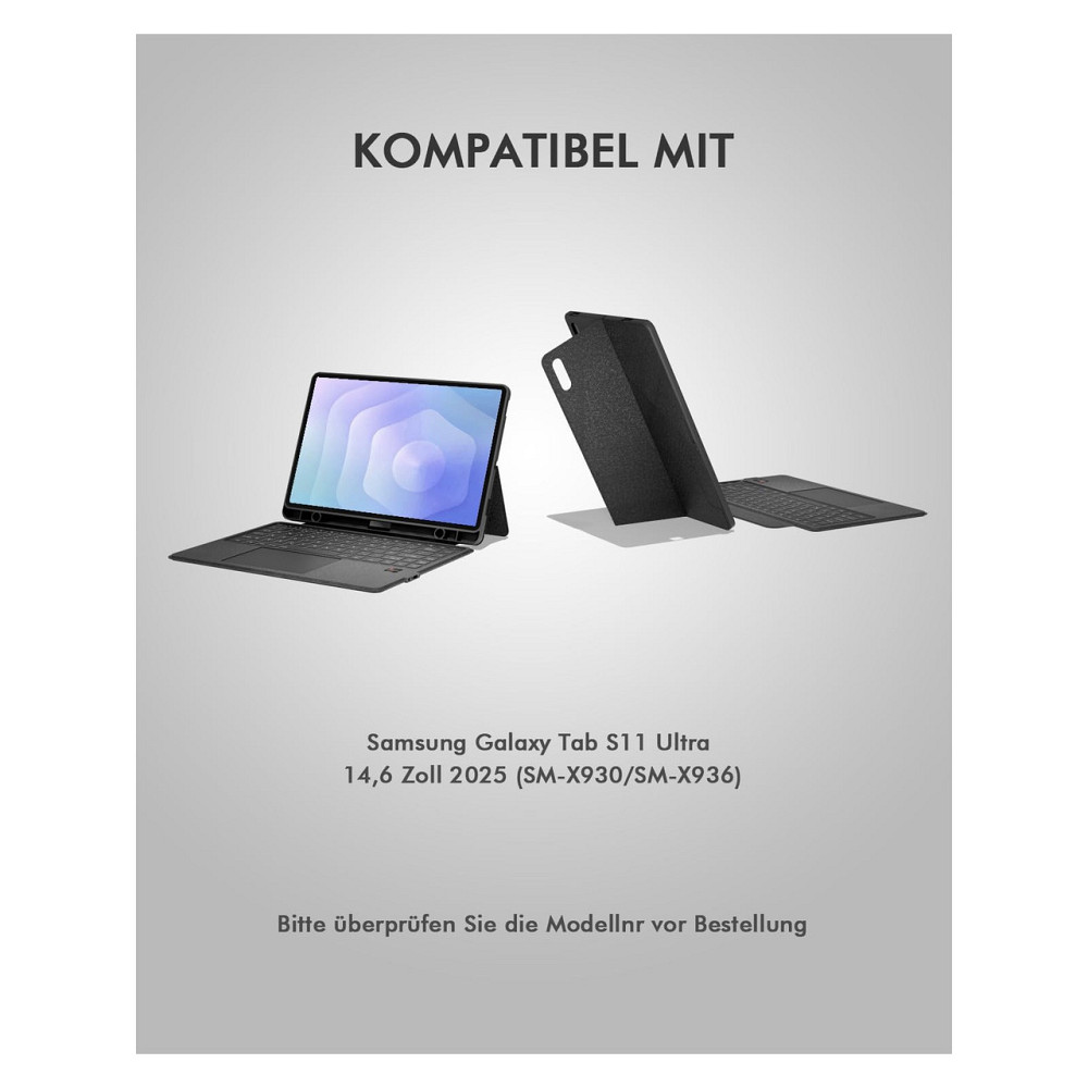 Чохол з клавіатурою Doohoeek для Samsung Galaxy Tab S11 Ultra 14.6 QWERTZ Bluetooth LCD дисплей RGB трекпад Київ - фото 4