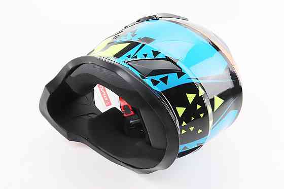 Шолом кросовий/ендуро/АТV зі склом BLD-819-7  S (55-56см), ЧОРНИЙ/ЖОВТО-СИНІЙ Киев