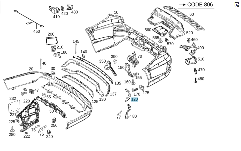 Mercedes-Benz  A1668200474 Відбивач заднього бампера праворуч GL/GLS X166 Одеса - фото 1