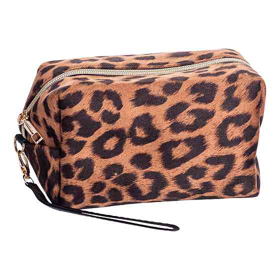 Набір велюрових жіночих косметичок для дому 2 (шт) дорожня косметичка в сумку для косметики, макіяжу, ліків, пензлів Леопард HP-16-2K Коломия