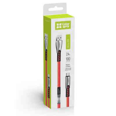 Дата кабель USB 2.0 AM to Micro 5P 1.0m zinc alloy red ColorWay (CW-CBUM011-RD) Винница
