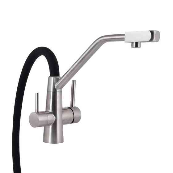 Змішувач для кухні Lidz Aria 020F3 з гнучким виливом та підключенням до фільтру LDARI020F3BNK37647 Black / Nicke Київ