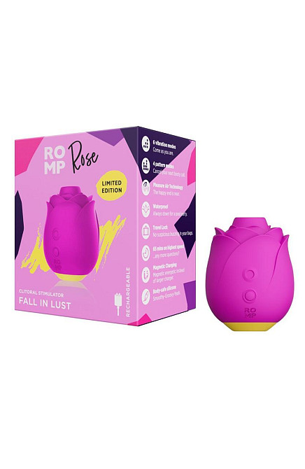 Шикарний вакуумний кліторальний стимулятор Romp Rose Pink, у вигляді троянди Sex Aura Київ - фото 5
