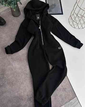 Женский теплый комбинезон с капюшоном трехнитка на флисе + нашивка Одесса