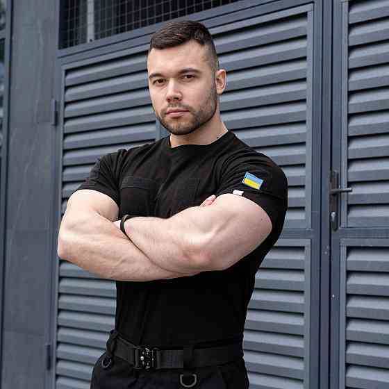 Тактическая футболка зсу Pobedov Peremoga для военнослужащих, футболка военная черная S Одесса