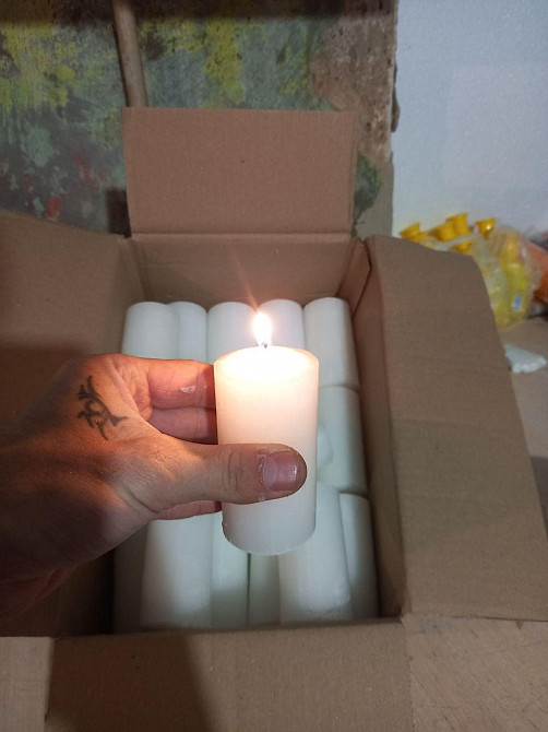 Свеча хозяйственная парафиновая 10×5 см (160 г) — белая толстая свеча для дома, декора и освещения Харьков - изображение 5