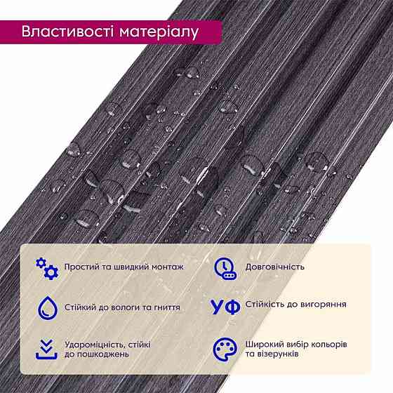 Рейка декоративная WPC стеновая 3000х150х9мм Графит SW-00001871 Днепр