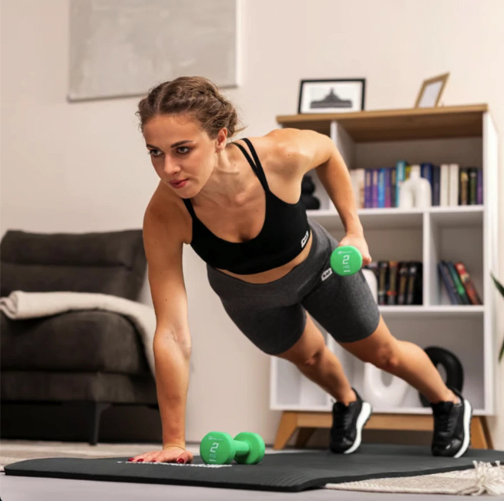 Неопреновые гантели Hop-Sport HS-V020DR 2 по 2 кг зеленые для фитнеса и тренировок Киев - изображение 5