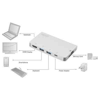 Порт-реплікатор Digitus Travel USB-C, 6 Port (DA-70867) Вінниця