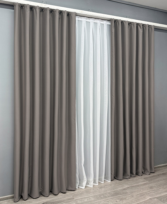 Комплект готових штор VR-Textil Блекаут Midnight № 1228ш Сірий 150х290 см 2 шт (33-0064) Київ - фото 11