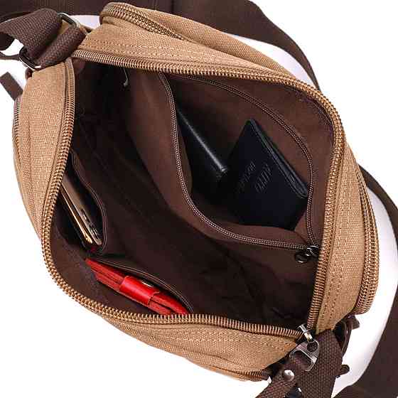 Містка чоловіча сумка месенджер із щільного текстилю Коричневий (Vintage) Київ