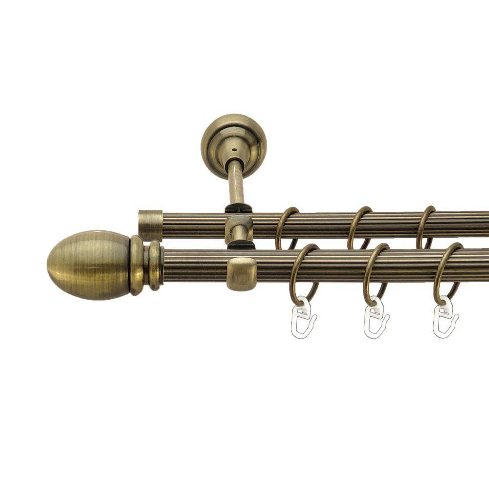 Карниз Orvit Белуно металевий дворядний відкритий рифлена труба кільце металеве Антик 19\16 мм 200 см Львов - изображение 1