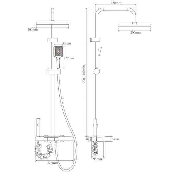 Душова колонна Champion PBD-009-J GRAPHITE з кнопковим змішувачем, алюміній, 4" Харків