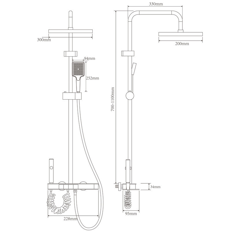 Душова колонна Champion PBD-009-J GRAPHITE з кнопковим змішувачем, алюміній, 4" Харків - фото 2