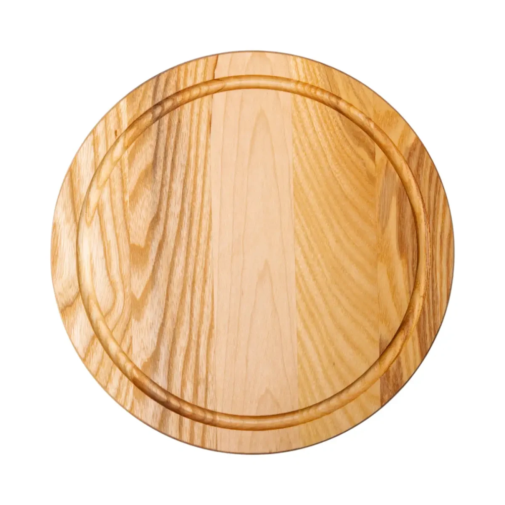 Обробна дерев'яна дошка кругла 25 см для подачі нарізки ясен C10W250 Коломия - фото 1