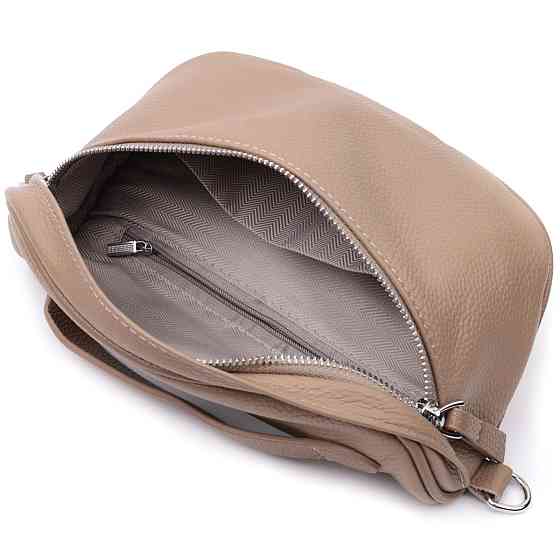 Літня жіноча сумка через плече в класичному кольорі з натуральної шкіри Бежева (Vintage) Київ