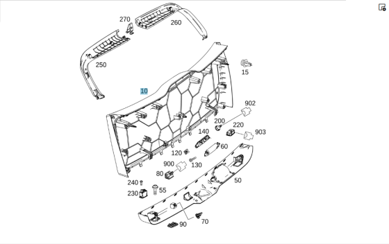 Mercedes-Benz  A1667404100 9051 Обшивка кришки багажника чорна GL/GLS X166 Одеса