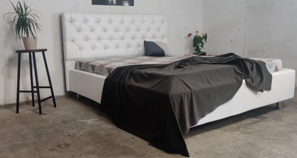 Ліжко Arizona Comfort 90 х 190 см Стразы З підйомним механізмом та нішою для білизни Екошкіра Білий Київ - фото 6