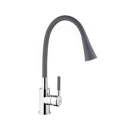 Смеситель для кухни с гибким изливом Kroner KRM Kuche - C132GRA хром/серый Киев