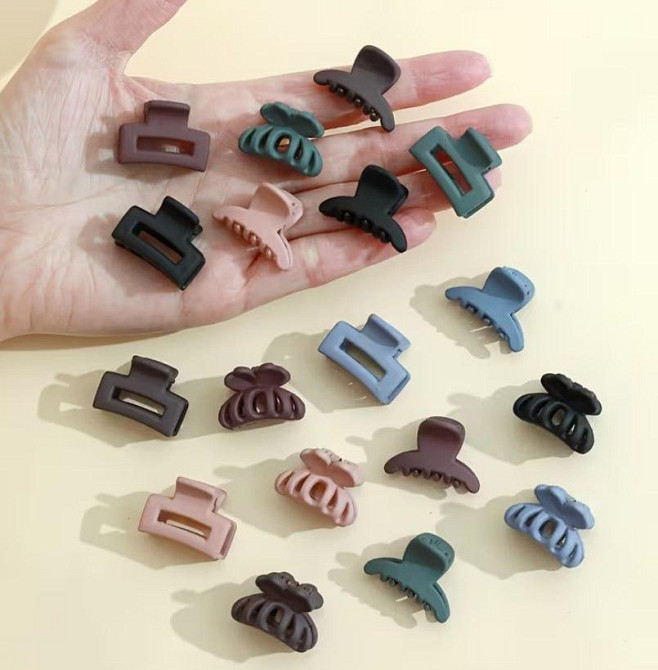 Набір міні крабиків для волосся 9 шт, заколки крабики маленькі, матові кліпси для волосся різнокольорові Київ - фото 4