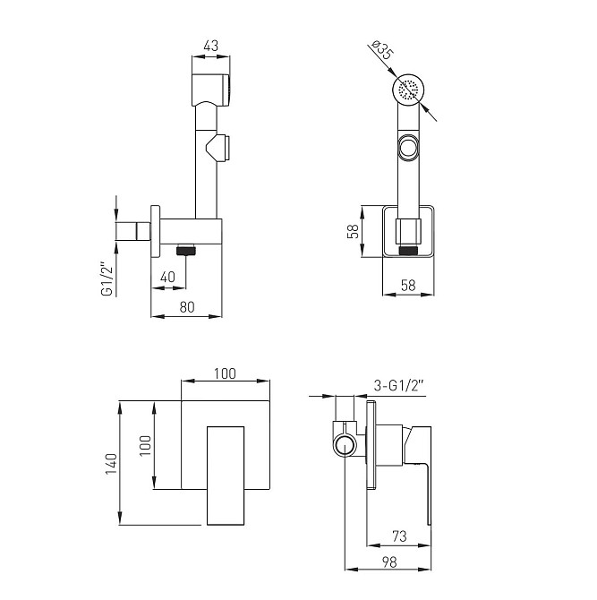 Гигиенический набор скрытого монтажа VOLLE SISTEMA L de la noche 1511.160104 черний Киев - изображение 9