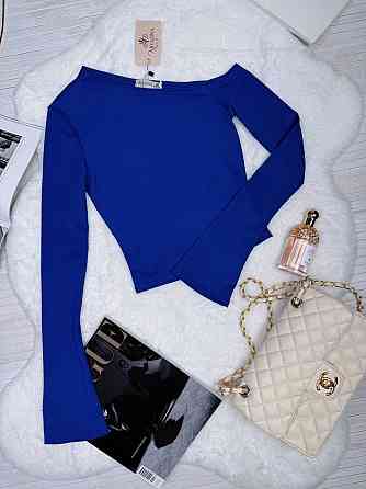 Женский стильный лонгслив с открытым плечом турецкий микродайвинг Электрик, 42/44 Одесса