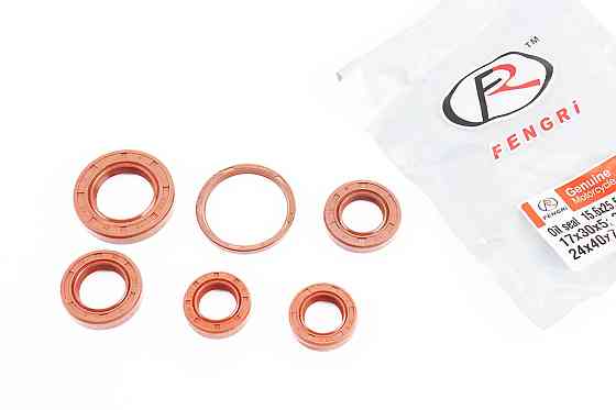 Сальники к-кт 6шт (15,6x25,5x7-2шт; 17x30x5; 20x31x7; 24x40x7; 34x39x4) двигуна, Honda DIO, коричневі, чорні, від 5шт -10% Київ