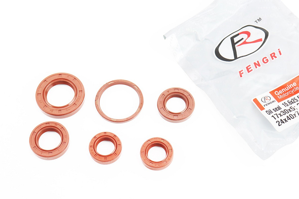 Сальники к-кт 6шт (15,6x25,5x7-2шт; 17x30x5; 20x31x7; 24x40x7; 34x39x4) двигуна, Honda DIO, коричневі, чорні, від 5шт -10% Київ - фото 1