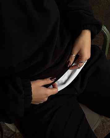 Женский теплый спортивный костюм двойка Двухсторонний плотный флис Черный, 48/50 Одесса