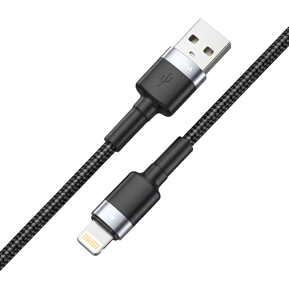 Кабель Brevia USB to Lightning 2,4А 2м, чорний ZIP (53200BULZ1) Львів - фото 2